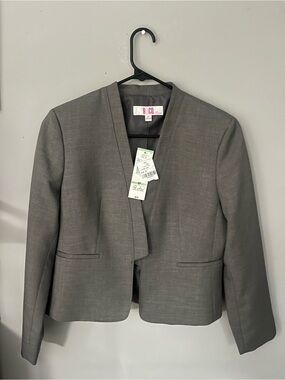 Women's 9 & Co. Gray Open-Collar Blazer